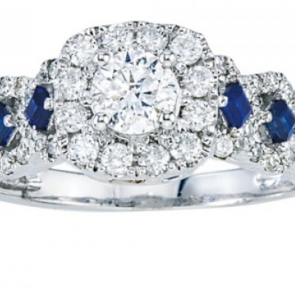 Diamond and Saphire engagement ring with wedding b